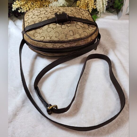 Authentic CELINE C Sulky Pattern Shoulder Bag Beige/Brown - Picture 10 of 17